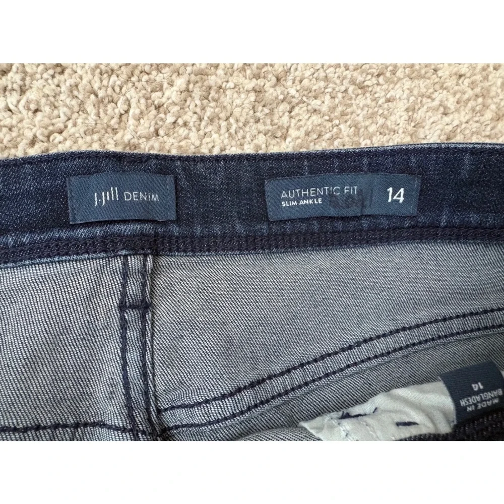 J. Jill Denim Slim Leg Ankle Authentic  Fit Jeans Dark Wash Women Size 14 Indigo
